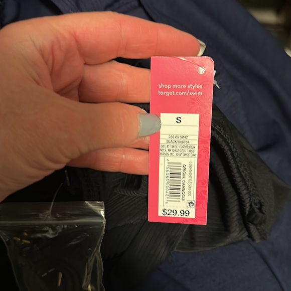 Xhilaration-Black, ribbed, bandeau, tube one piece with optional shoulde… - Picture 8 of 9